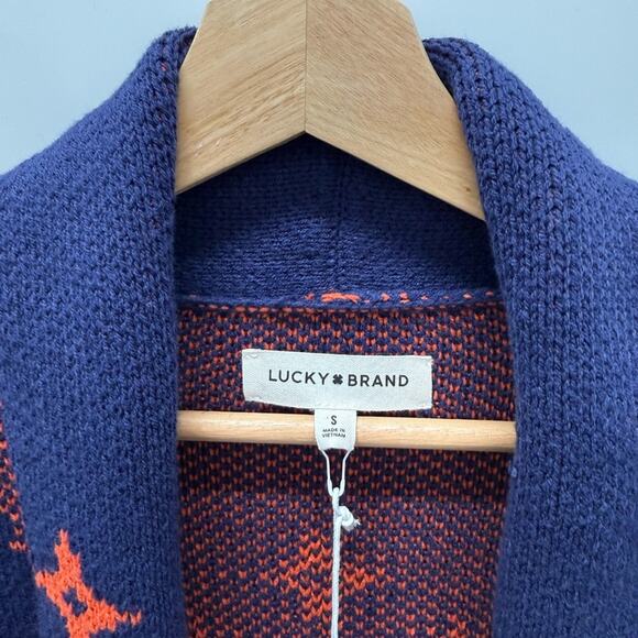 🆕Lucky Brand Draped Open Long Cardigan Aztec Print SZ S NWT! - Picture 2 of 6